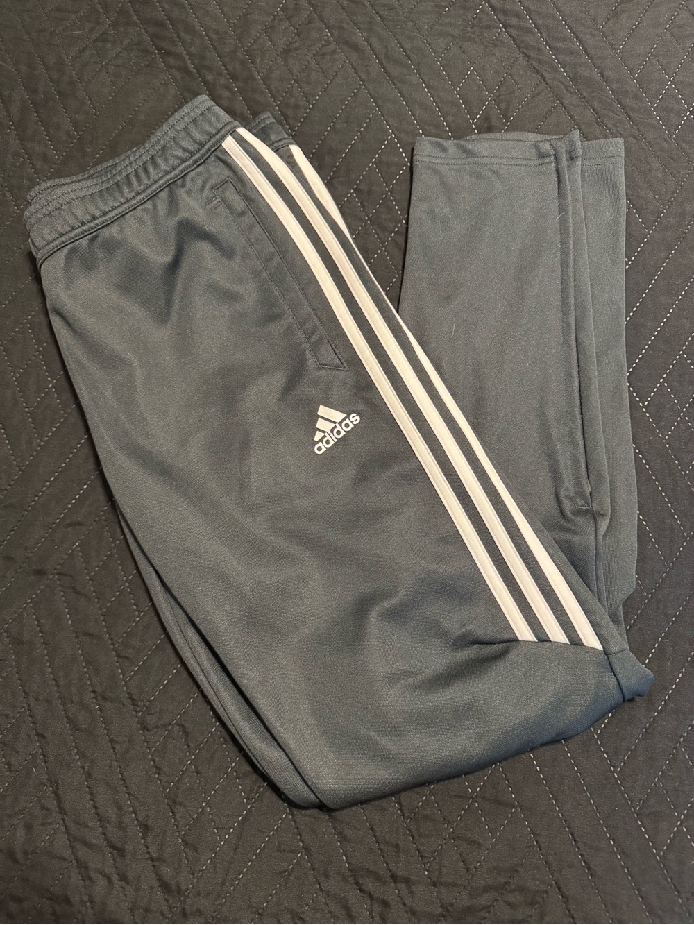 adidas Gray Track Pants with White Side Stripes
